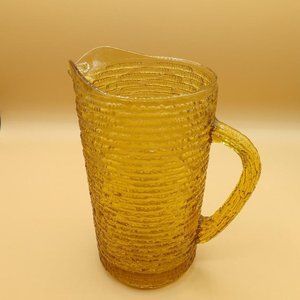 Vintage Anchor Hocking Soreno Glass Juice Pitcher Amber Honey Gold Textured